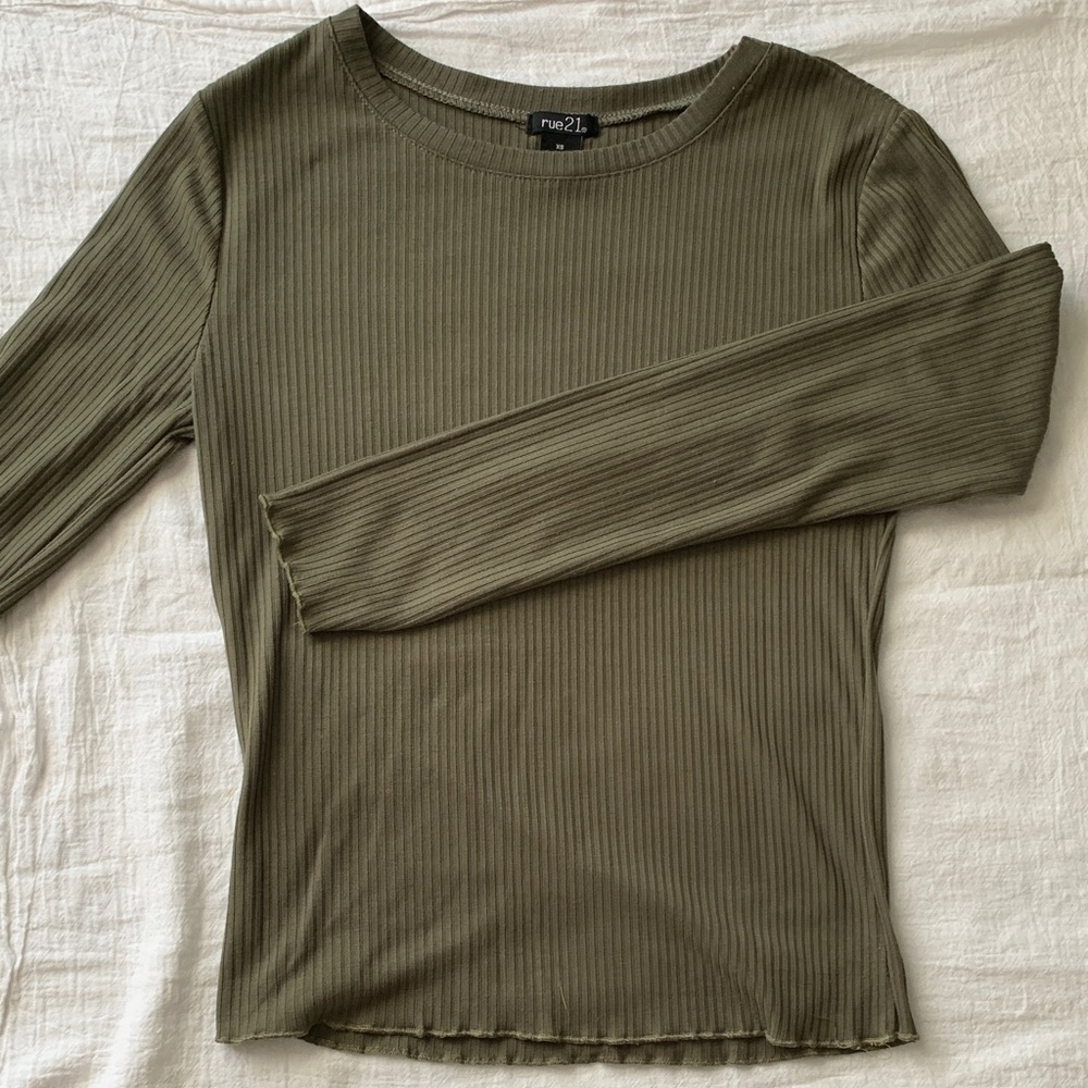 LAST CALL: Olive Ribbed Long Sleeve Top